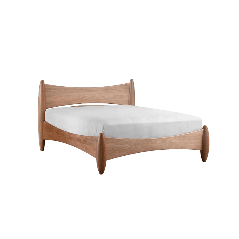 Cama Aconna com cabeceira estofada em linho, curadoria Une Decor