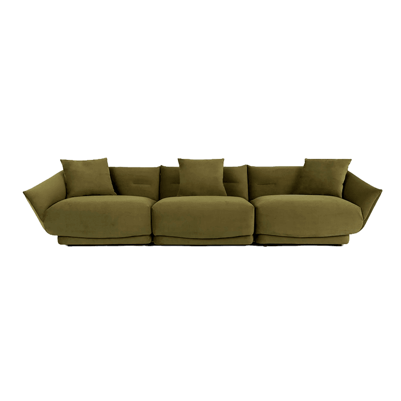 Sofá Agréable estofado em linho natural, curadoria Une Decor